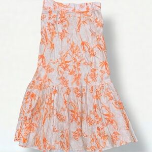 ASOS Linen Floral Orange Women's Skirt Size 8